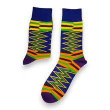 Load image into Gallery viewer, 5 pairs - African socks / Afro socks / African print socks - Blue Kente
