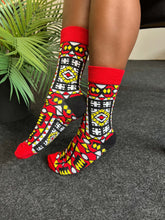 Charger l'image dans la galerie, 5 paires - chaussettes africaines / chaussettes Afro / chaussettes Samakaka - Rouge