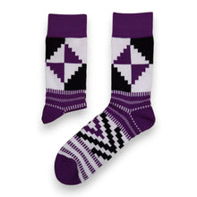 Load image into Gallery viewer, 5 pairs - African socks / Afro socks / African print socks - White Purple