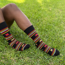 Load image into Gallery viewer, 5 pairs - African socks / Afro socks / African print socks - Black Red Yellow