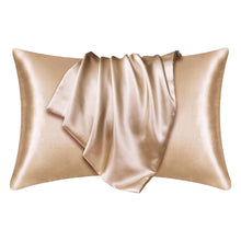 Load image into Gallery viewer, Satin pillow case kaki 60 x 70 cm standard pillow size - Silky satin pillowcase
