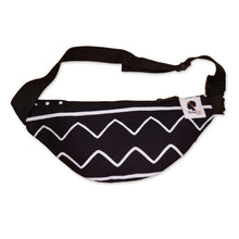 Load image into Gallery viewer, African Print Fanny Pack - Black / White bogolan - Ankara Waist Bag / Bum bag / Festival Bag with Adjustable strap