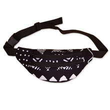 Load image into Gallery viewer, African Print Fanny Pack - Black / White bogolan - Ankara Waist Bag / Bum bag / Festival Bag with Adjustable strap