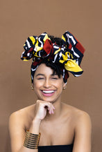 Load image into Gallery viewer, African Red Bogolan mud cloth headwrap
