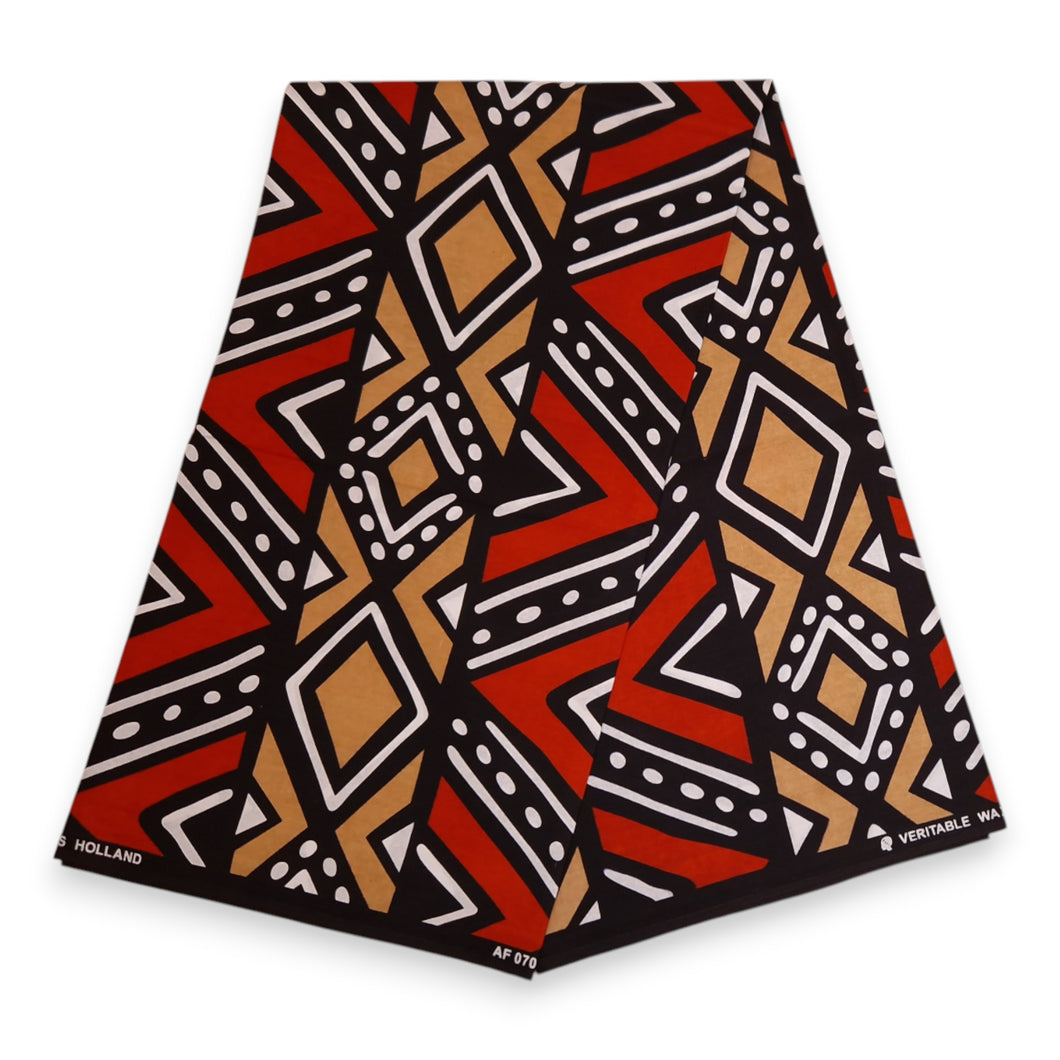 6 Yards - Afrikanischer Druckstoff - Blaue gepunktete Muster - 100% Baumwolle
