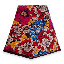 Load image into Gallery viewer, African headwrap - Red &amp; Blue Flowers
