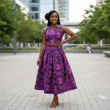 Load image into Gallery viewer, 6 Yards - African print fabric - Purple &amp; Yellow African Prism - 100% cotton
