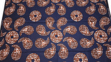 Load image into Gallery viewer, 6 Yards - African Wax print fabric - Blue Brown Navy Paisley Sun - 100% cotton
