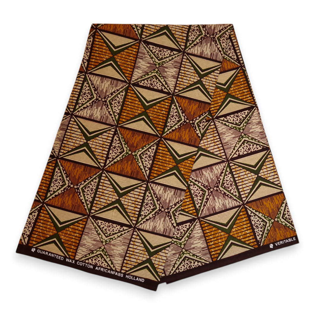 6 Yards - African print fabric - Orange & Olive African Prism - 100% cotton
