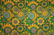 Load image into Gallery viewer, 6 Yards - African print fabric - Green &amp; Yellow Mandala Patchwork - 100% cotton

