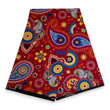 Load image into Gallery viewer, 6 Yards - African print fabric - Red Blue Paisley - 100% cotton
