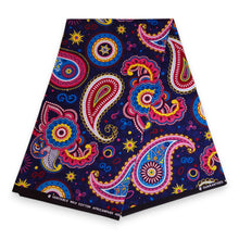 Load image into Gallery viewer, 6 Yards - African print fabric - Blue Pink Paisley - 100% cotton
