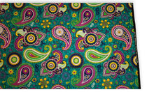 Load image into Gallery viewer, 6 Yards - African print fabric - Turquoise Purple Paisley - 100% cotton
