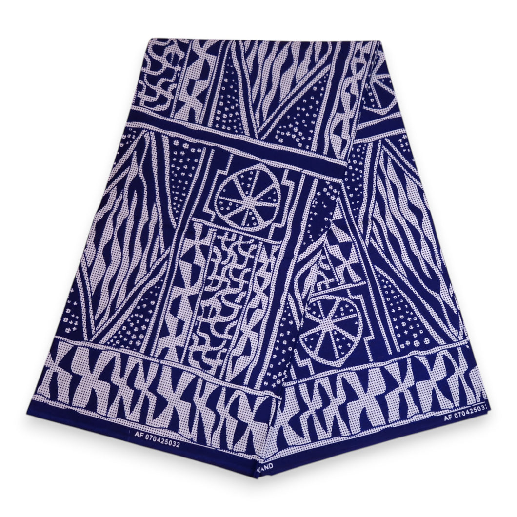 6 Yards - African print fabric - Blue Ndop Cameroon - 100% cotton