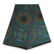 Load image into Gallery viewer, 6 Yards - African Wax print fabric - Turquoise Purple Ocean Eye - 100% cotton
