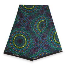 Load image into Gallery viewer, 6 Yards - African Wax print fabric - Green Yellow Ocean Eye - 100% cotton
