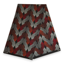 Load image into Gallery viewer, 6 Yards - African Wax print fabric - Red Wave Pattern - 100% cotton
