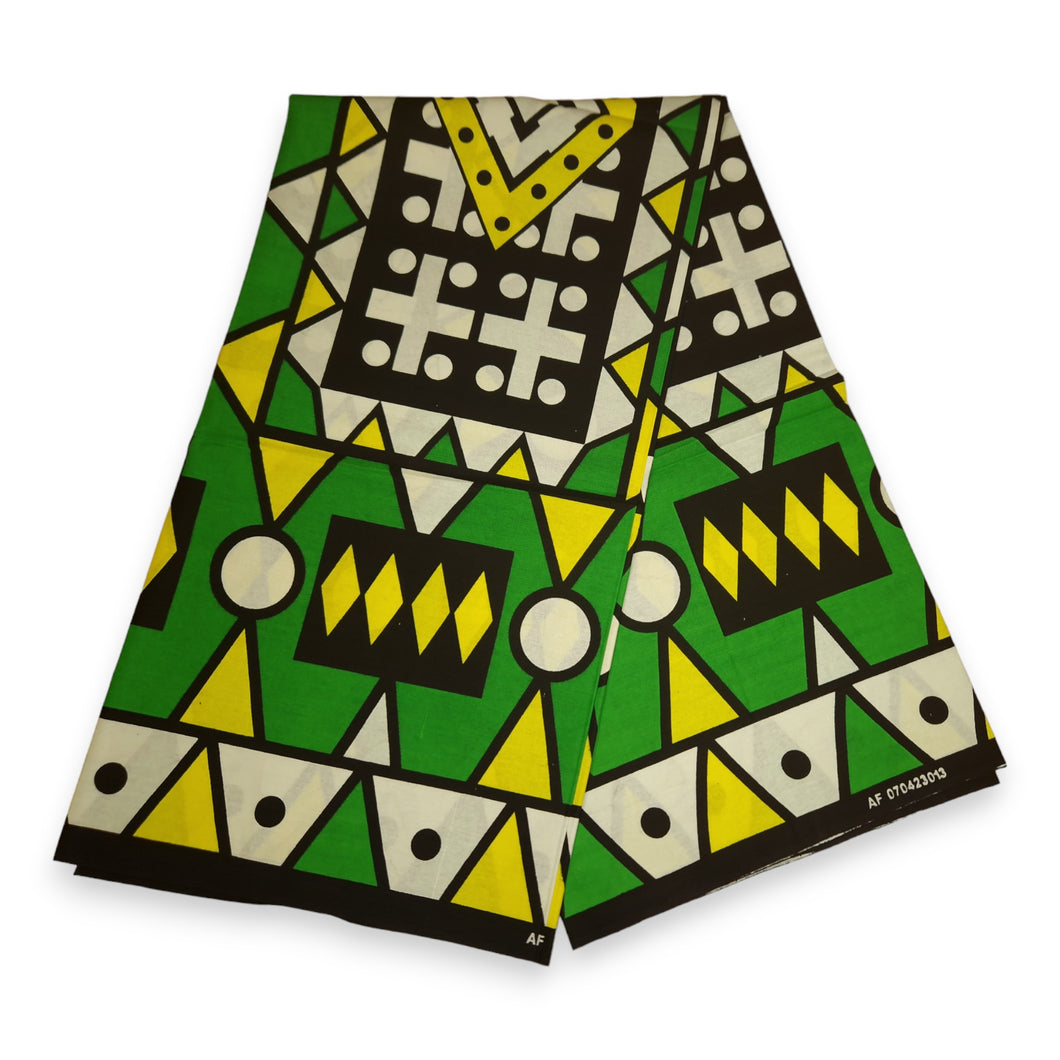 6 Yards - Tissu imprimé africain - Vert Samakaka / Samacaca (Angola) - 100% coton