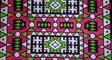 Afbeelding in Gallery-weergave laden, 6 Yards - Afrikaanse printstof - Roze Groen Samakaka / Samacaca (Angola) - 100% katoen
