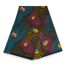 Load image into Gallery viewer, 6 Yards - African Wax print fabric - Pink Blue Royal Peacock - 100% cotton
