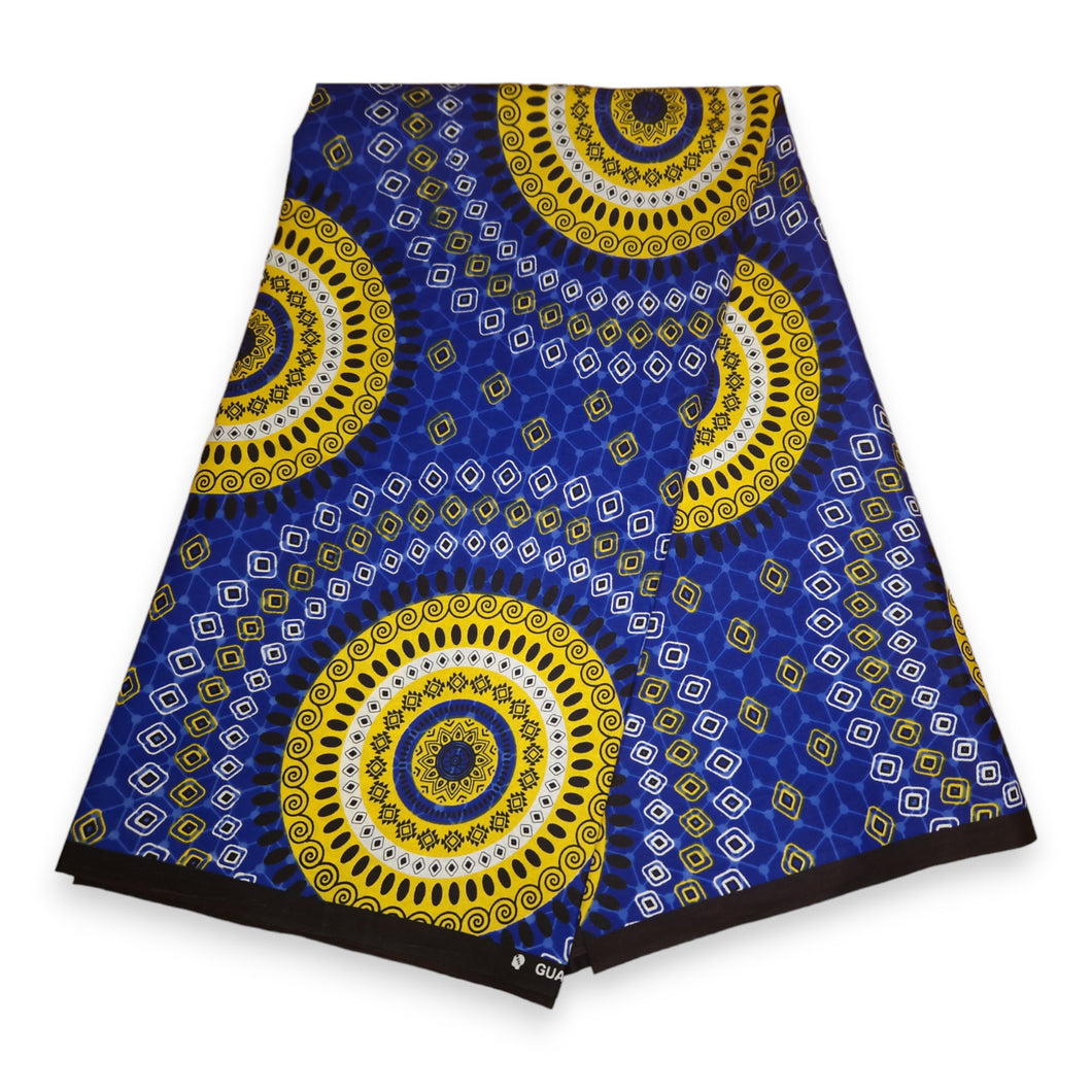 6 Yards - Afrikanischer Druckstoff - Blau gepunktete Muster - 100 % Baumwolle