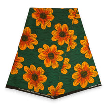 Load image into Gallery viewer, 6 Yards - African Wax print fabric - Green Flowerbeds - 100% cotton
