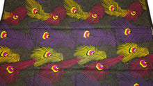 Load image into Gallery viewer, 6 Yards - African Wax print fabric - Purple Yellow Royal Peacock - 100% cotton
