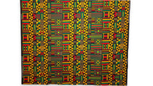 Load image into Gallery viewer, 6 Yards - African Wax print fabric - Black Green Kente Print Ghana - 100% cotton
