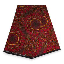 Load image into Gallery viewer, 6 Yards - African Wax print fabric - Red Sunfire Bloom - 100% cotton

