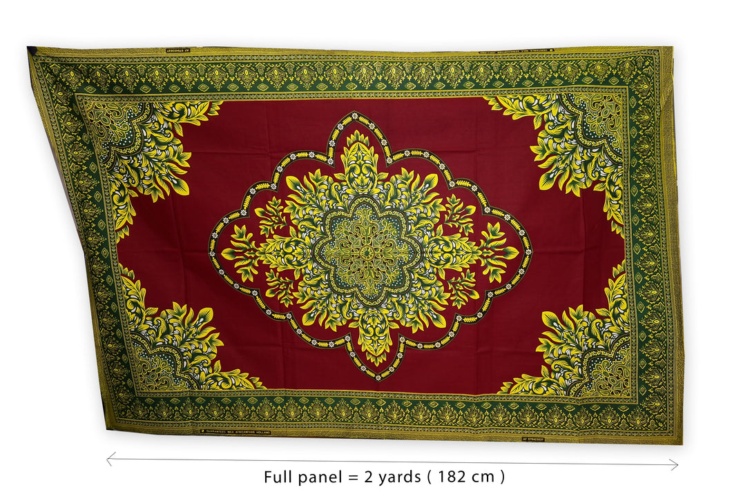 6 Yards - Tissu imprimé africain - Tissu Dashiki Java rouge foncé / marron - 100 % coton