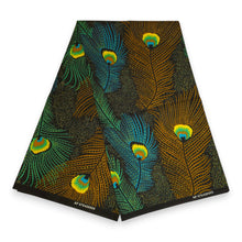 Load image into Gallery viewer, 6 Yards - African Wax print fabric - Brown Teal Royal Peacock - 100% cotton

