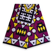 Afbeelding in Gallery-weergave laden, 6 Yards - Afrikaanse printstof - Paars Geel Samakaka / Samacaca (Angola) - 100% katoen
