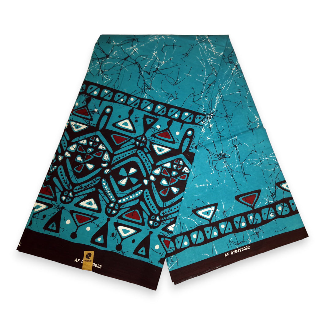 6 Yards - Afrikaanse printstof - Turquoise Kampala - 100% katoen