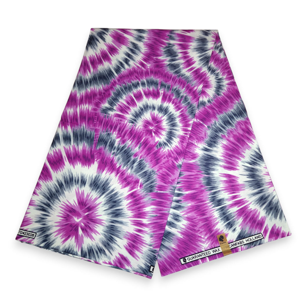 6 Yards - Tissu imprimé africain - Purple Tie Dye - 100% coton
