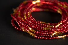 Afbeelding in Gallery-weergave laden, Taillekralen / Afrikaanse tailleketting - ESE - Rood / Goud (elastisch)
