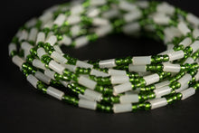 Load image into Gallery viewer, Waist Beads / African Waist Chain - EGHE - Green / white (elastic)
