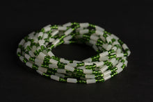 Load image into Gallery viewer, Waist Beads / African Waist Chain - EGHE - Green / white (elastic)
