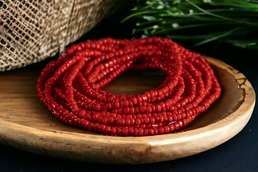 Perles de taille / Chaîne de hanche africaine - EKI- Rouge (élastique)