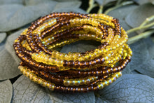 Load image into Gallery viewer, Waist Beads / African Waist Chain - EKOSA- Yellow / brown (elastic)
