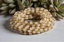 Load image into Gallery viewer, Waist Beads / African Hip Chain - ISOKEN- Gold / White (elastic)
