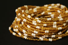 Load image into Gallery viewer, Waist Beads / African Waist Chain - JESUOBO - White / gold (elastic)
