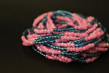 Afbeelding in Gallery-weergave laden, Taillekralen / Afrikaanse tailleketting - ADODO - Blauw / roze (elastisch)
