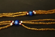 Afbeelding in Gallery-weergave laden, 3 in 1 Taillekralen / Afrikaanse heupketting - EPA - Blauw / goud (elastisch)
