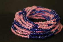 Charger l&#39;image dans la galerie, Perles de taille / Chaîne de taille africaine - ABILO - Violet / rose (élastique)
