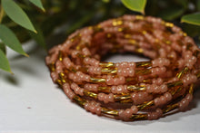 Load image into Gallery viewer, Waist Beads / African Waist Chain - AGBUZA - Pink / Gold (elastic)
