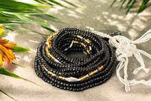 Load image into Gallery viewer, Waist Beads / African Hip Chain - Afiangbe - Black / gold (Traditional non-elastic string)
