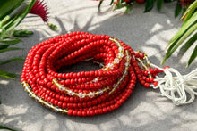 Load image into Gallery viewer, Waist Beads / African Hip Chain - Iboroni - Red / gold (Traditional non-elastic string)
