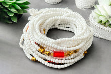 Load image into Gallery viewer, Waist Beads / African Hip Chain - Nayoghóna - White / Red (Traditional non-elastic string)
