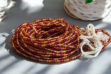 Load image into Gallery viewer, Waist Beads / African Hip Chain - Bobo - Red / gold (Traditional non-elastic string)
