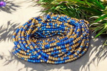 Load image into Gallery viewer, Waist Beads / African Hip Chain - Keke - Blue / gold mix (Traditional non-elastic string)
